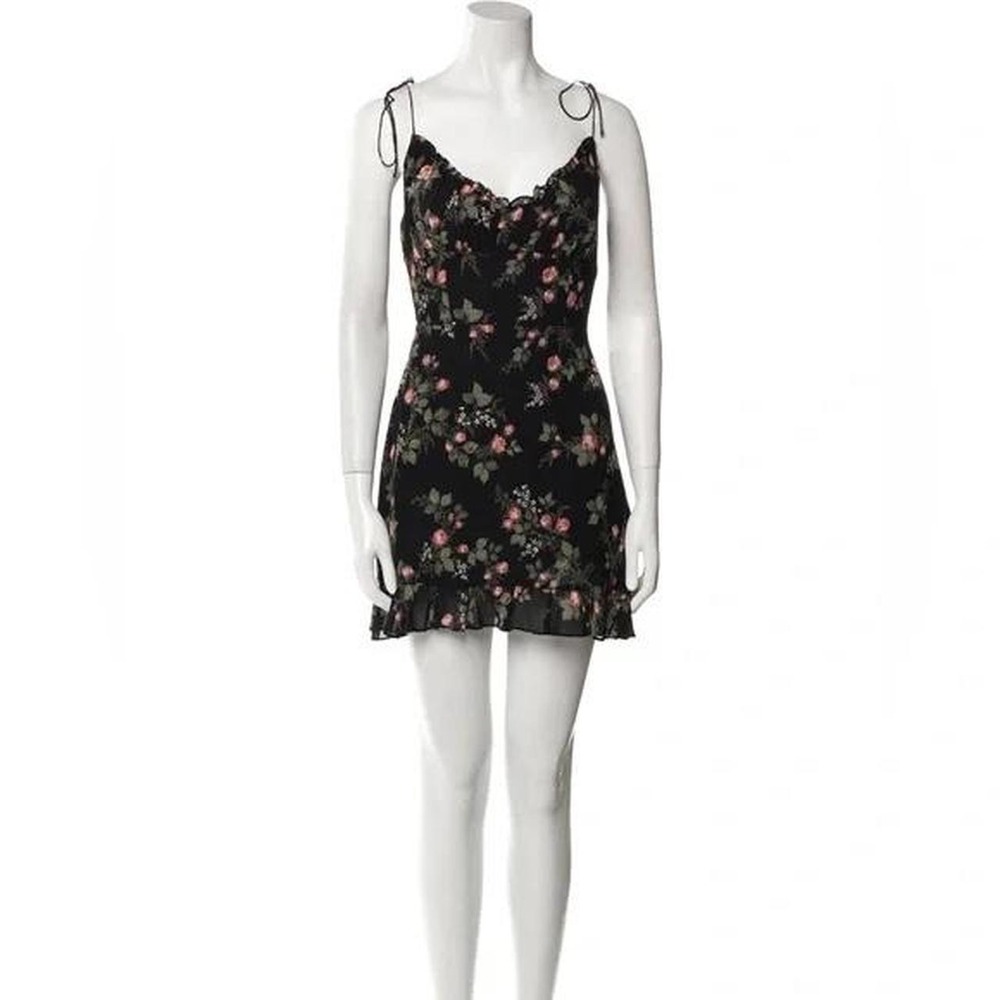Reformation Black floral mini dress